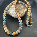 Red Creek Jasper Turquoise Pendant Navajo Necklace | Sterling Silver | Authentic Native American Handmade | 17744