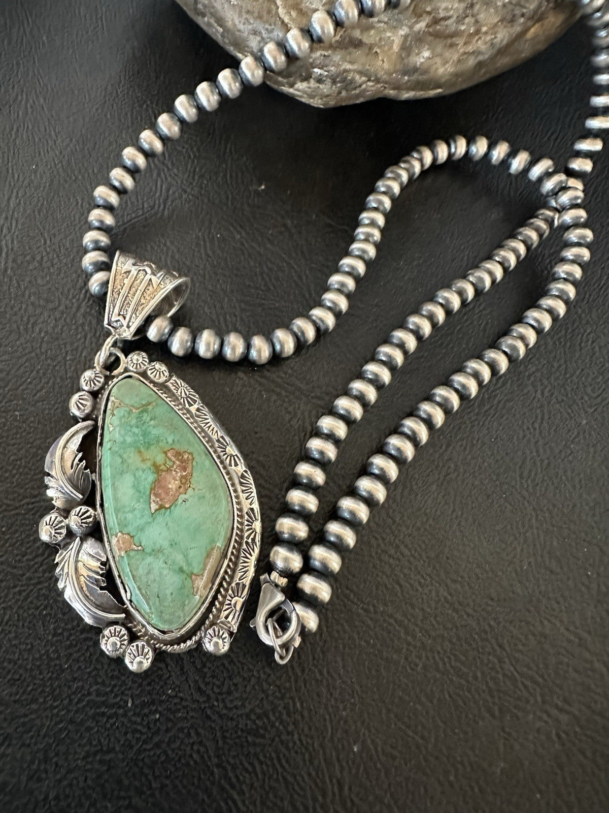WoMens Navajo Pearls Sterling Silver Royston Turquoise Necklace Pendant 19364
