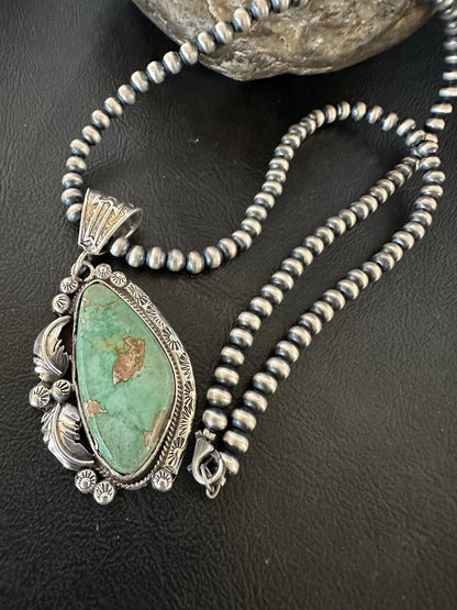 WoMens Navajo Pearls Sterling Silver Royston Turquoise Necklace Pendant 19364