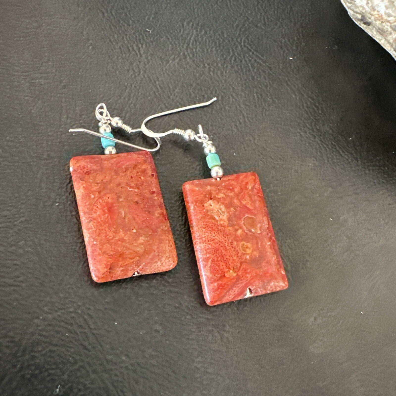 Apple Sponge Coral Southwestern Sterling Silver Earrings 1.5” 18838