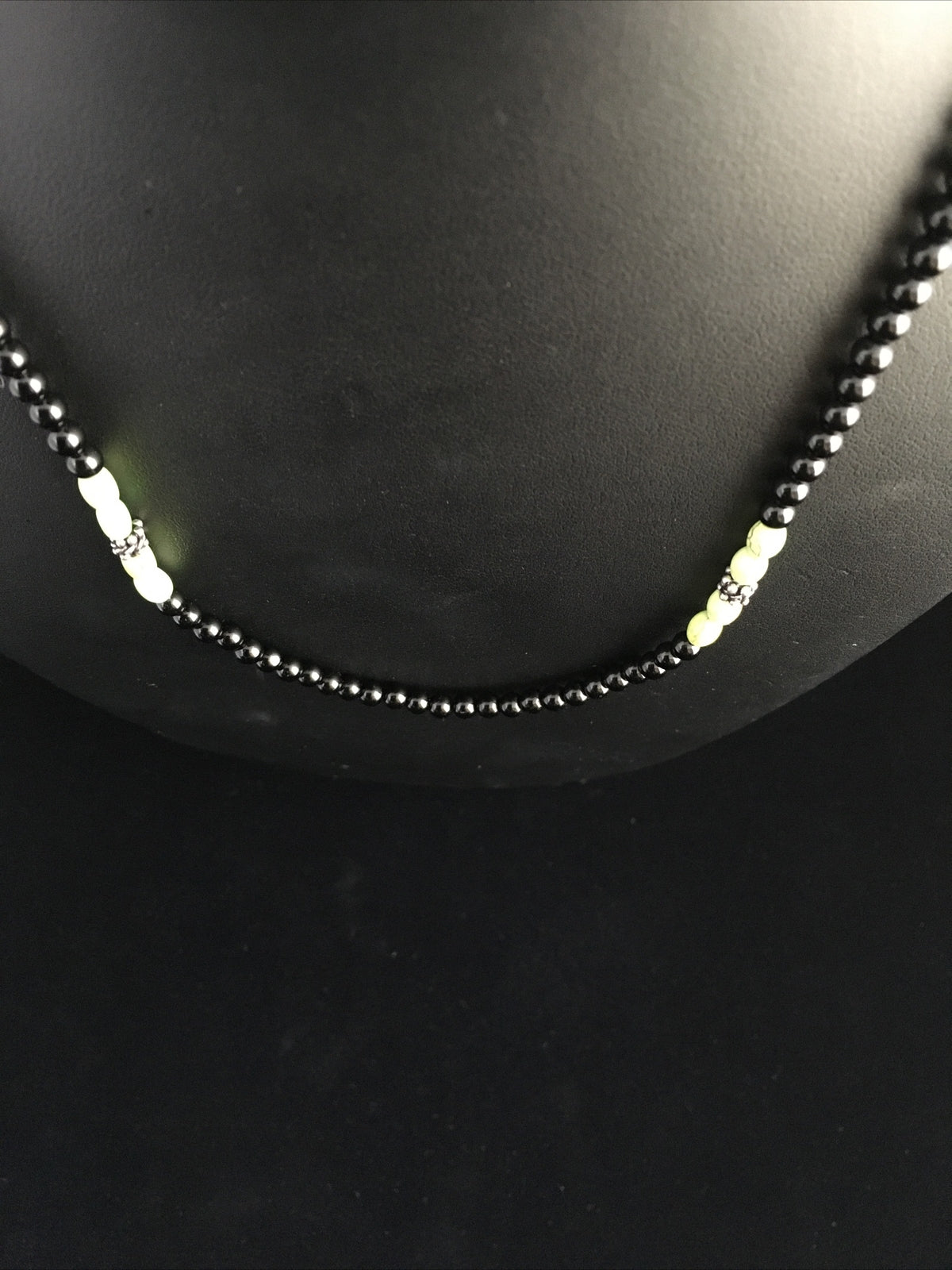 Mens Black Onyx Navajo Sterling Silver Necklace 18” 10014