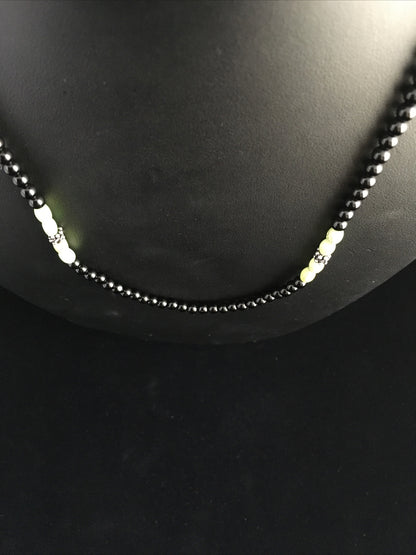 Mens Black Onyx Navajo Sterling Silver Necklace 18” 10014