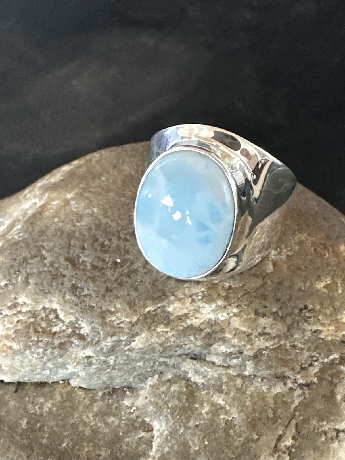 Womens Blue Larimar Navajo Sterling Silver Ring Size 9 17672