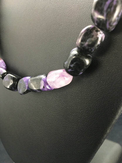 Purple Charoite Navajo Sterling Silver Beads Necklace 02700