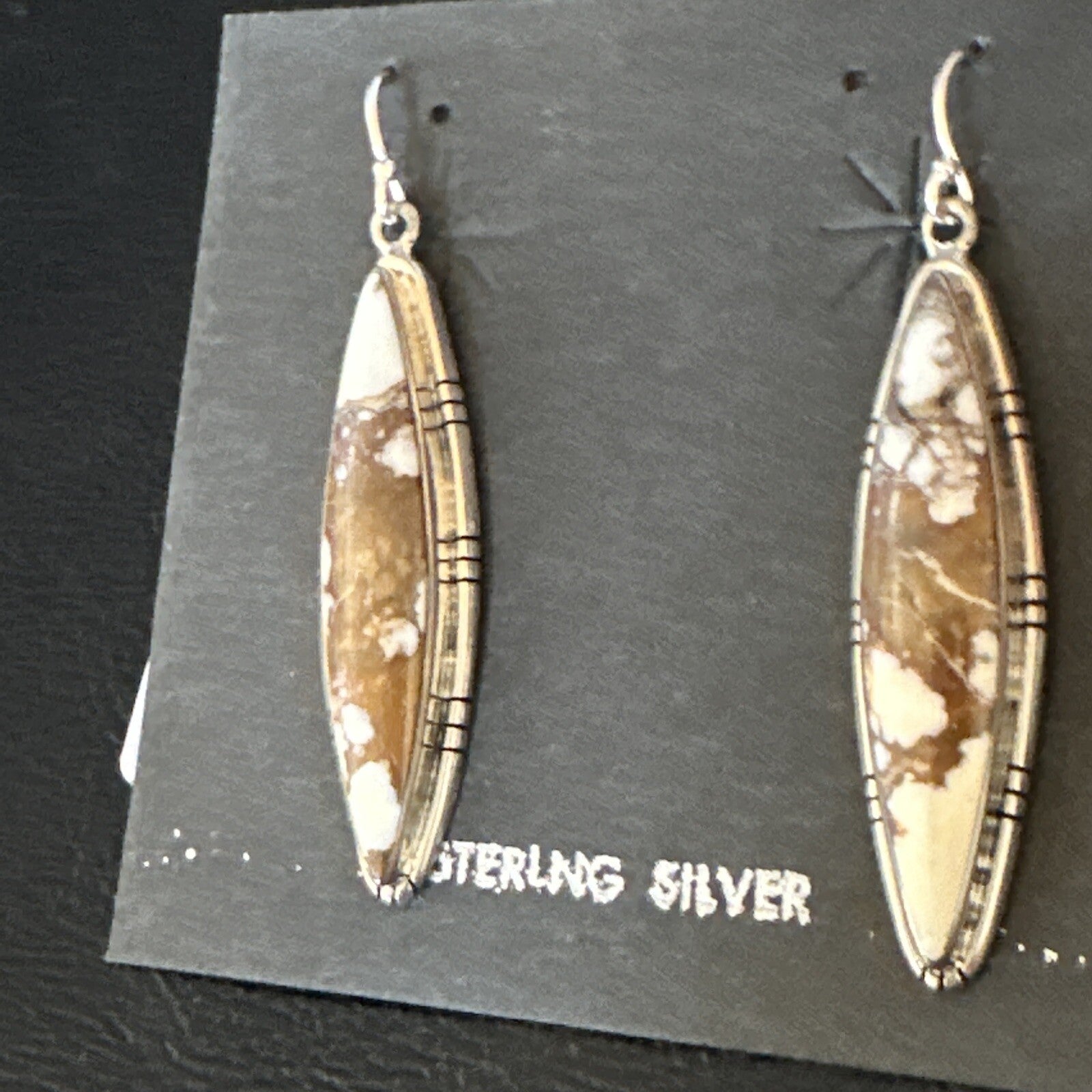Native American Navajo Sterling Silver Wild Horse Turquoise Earrings 01377