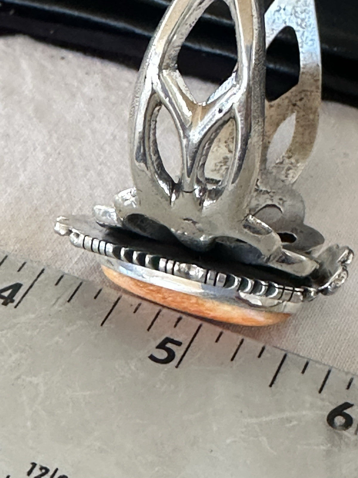 WoMens Tufa Orange Spiny Oyster Navajo Sterling Silver Cuff Bracelet 7.7" 19455
