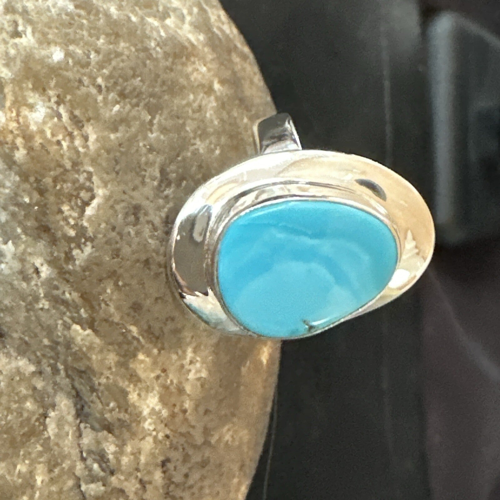 Southwestern Sterling Silver Blue Kingman Turquoise Ring Size 7 18504