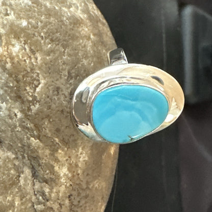 Southwestern Sterling Silver Blue Kingman Turquoise Ring Size 7 18504