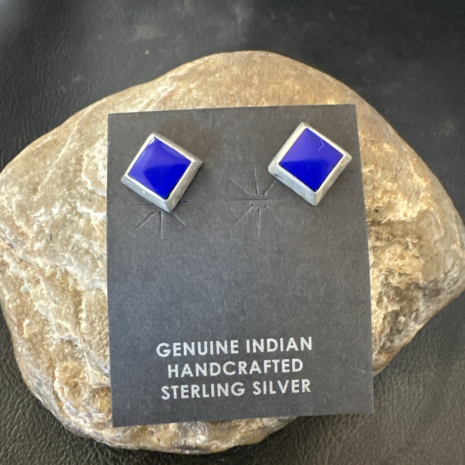 Blue Lapis Sterling Silver  Post Stud Earrings 0.25" 1063