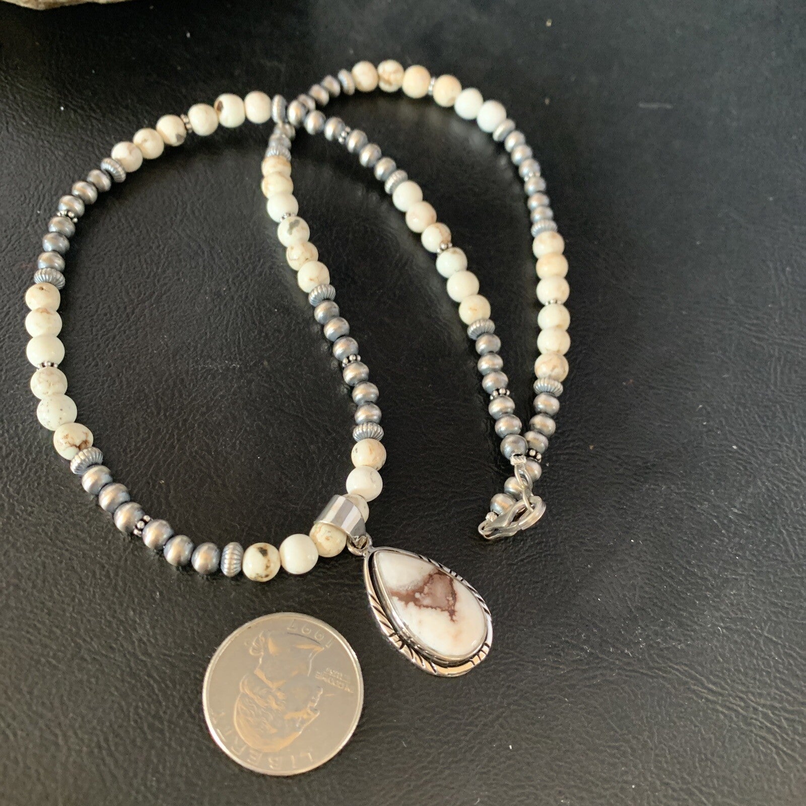 Native Navajo Pearls Purple Spiny Oyster Sterling Silver Necklace 4563