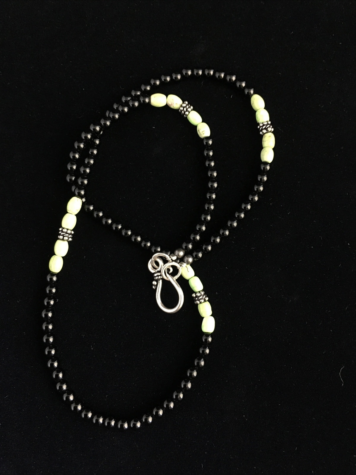 Mens Black Onyx Navajo Sterling Silver Necklace 18” 10014