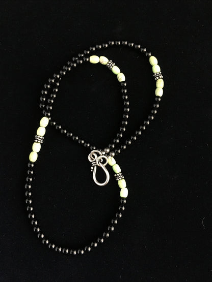 Mens Black Onyx Navajo Sterling Silver Necklace 18” 10014