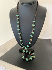 Navajo 30"Turquoise Shell Heishi Bead Necklace | Sterling Silver | Authentic Native American Handmade | 00764