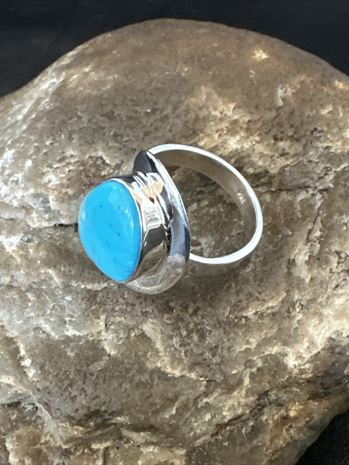 WoMens Sterling Silver Blue Kingman Turquoise Ring Size 7 17682