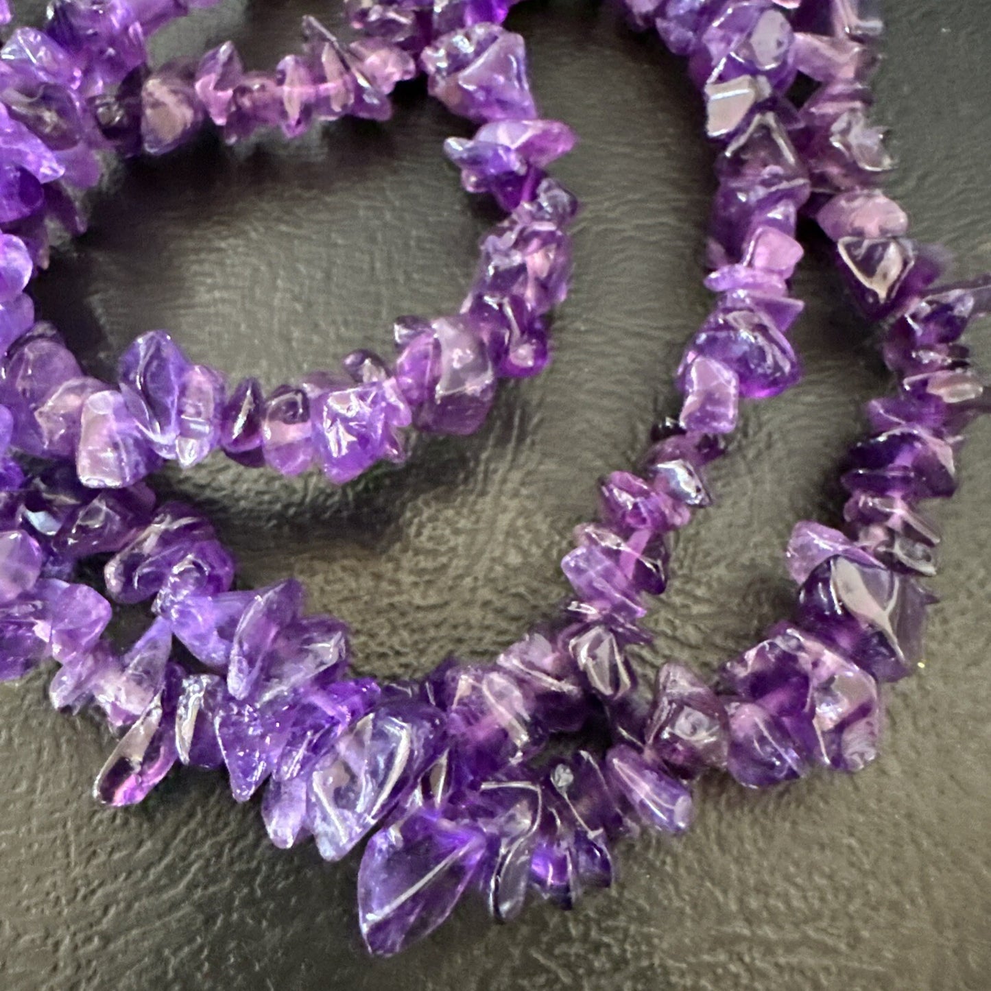 Purple Nugget Amethyst Southwestern Sterling Silver Beads Necklace 26” 18820