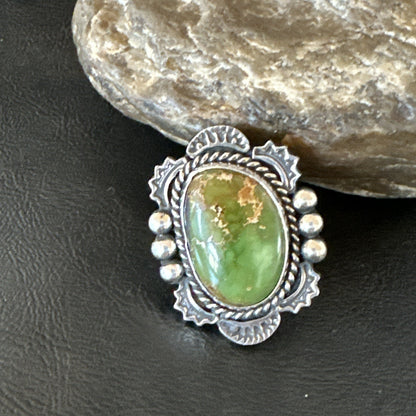 H Joe Womens Navajo Sterling Silver Green Turquoise Ring Size 6.5 19358