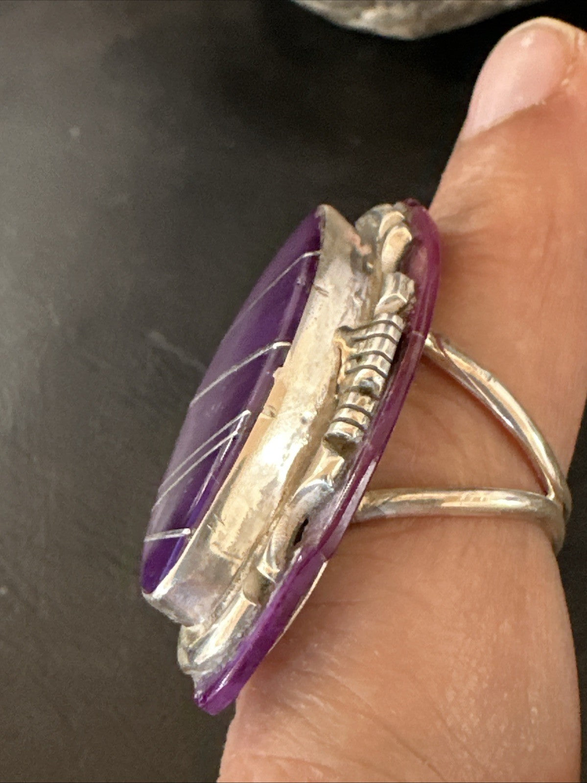 Beautiful Purple Sugilite Navajo Ring Inlay Sz 7.5 19813