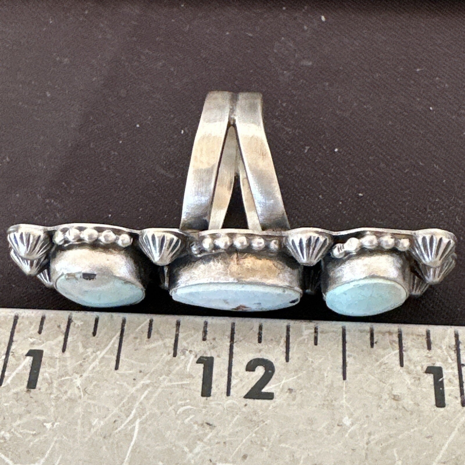 Navajo Sterling Silver Cluster Blue Dry Creek Turquoise Ring Sz 6.5 18596
