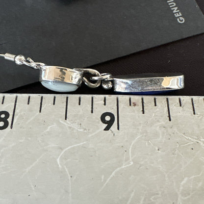 Navajo White MOP Blue Lapis Sterling Silver Dangle Earrings 18183