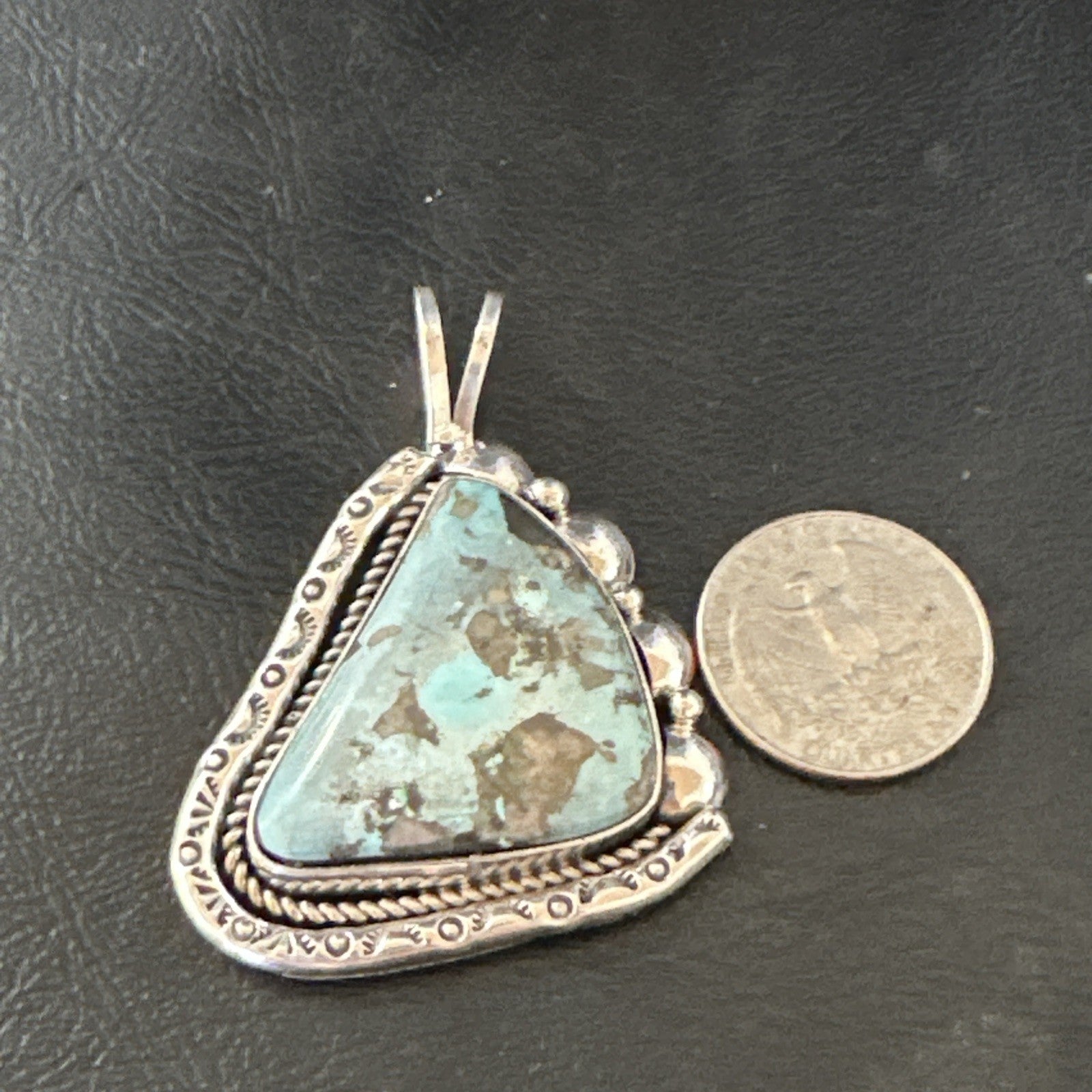 Men Women Blue Turquoise Pendant Navajo Sterling Yazzie 19527