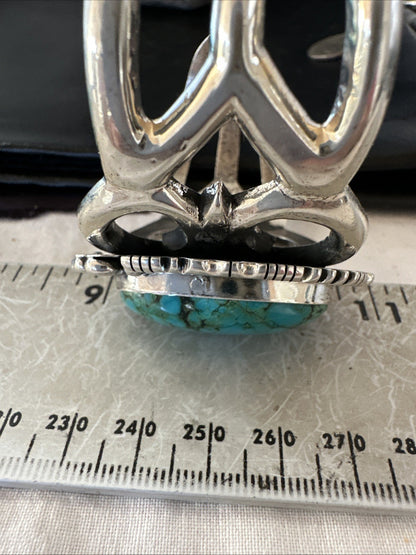 Yazzie Kingman Turquoise Navajo Sterling Silver Tufa Cast Cuff Bracelet 19692