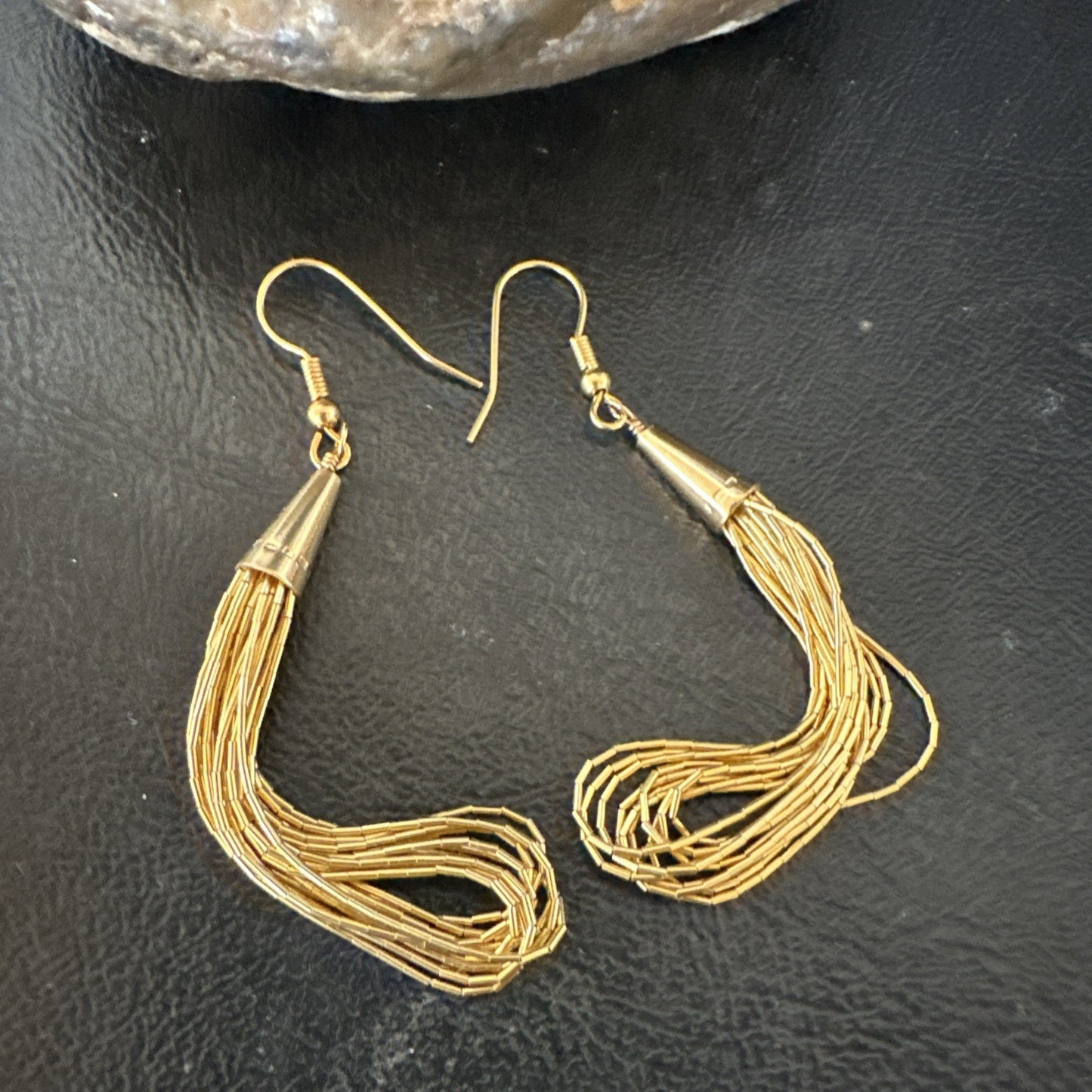Liquid Sterling Silver Goldfilled 10 Strand Heishi Dangle 3" Earrings 19723