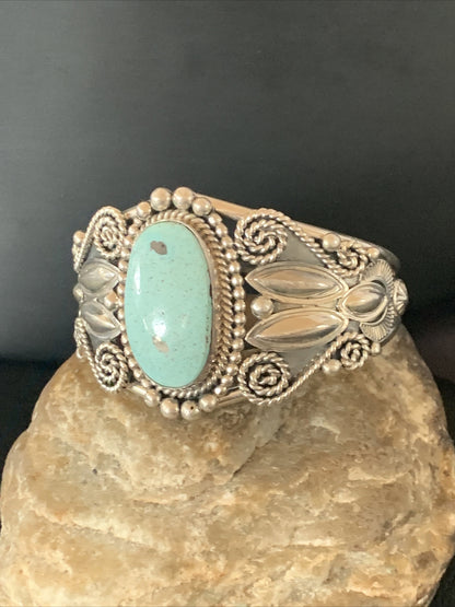 Whitewater Turquoise Sterling Silver Navajo Cuff Bracelet 2088