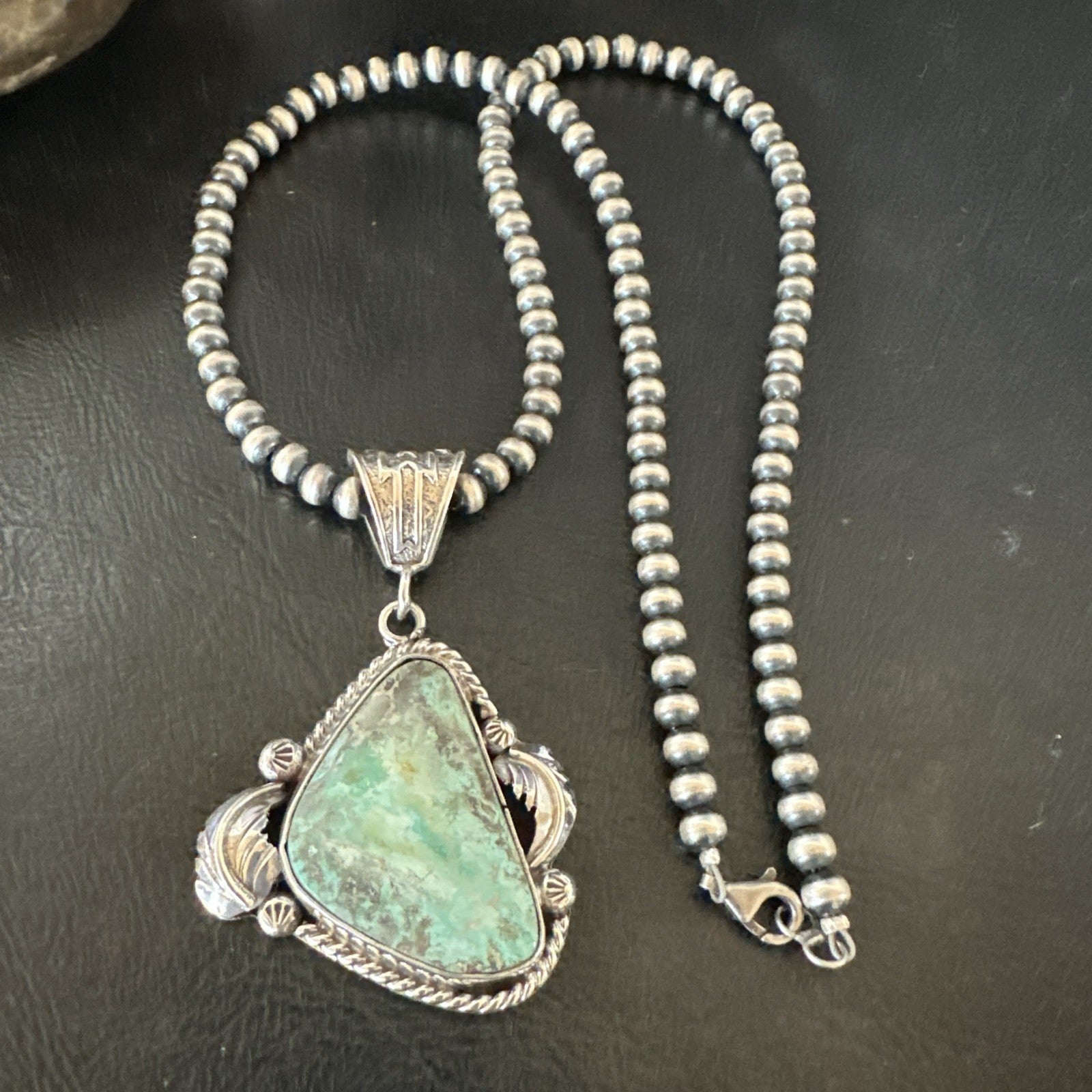 WoMens Navajo Pearls Sterling Silver Royston Turquoise Necklace Pendant 19363