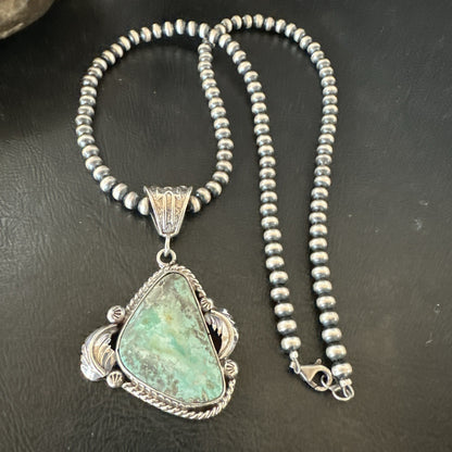 WoMens Navajo Pearls Sterling Silver Royston Turquoise Necklace Pendant 19363