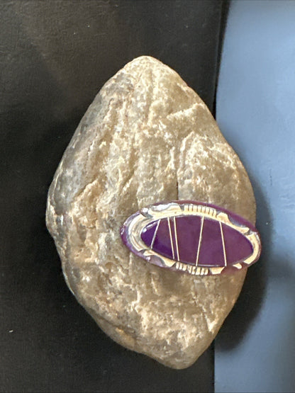 Beautiful Purple Sugilite Navajo Ring Inlay Sz 7.5 19813