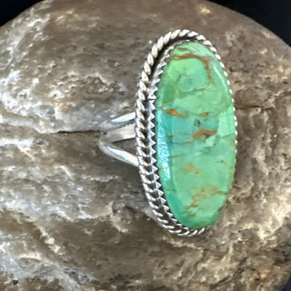 Navajo Sterling Silver Green Mohave Turquoise Ring Sz 8 19111