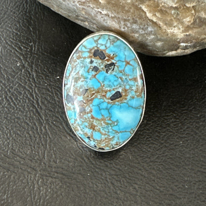 Blue Turquoise#8 Southwestern Sterling Silver Ring Size 7 19738