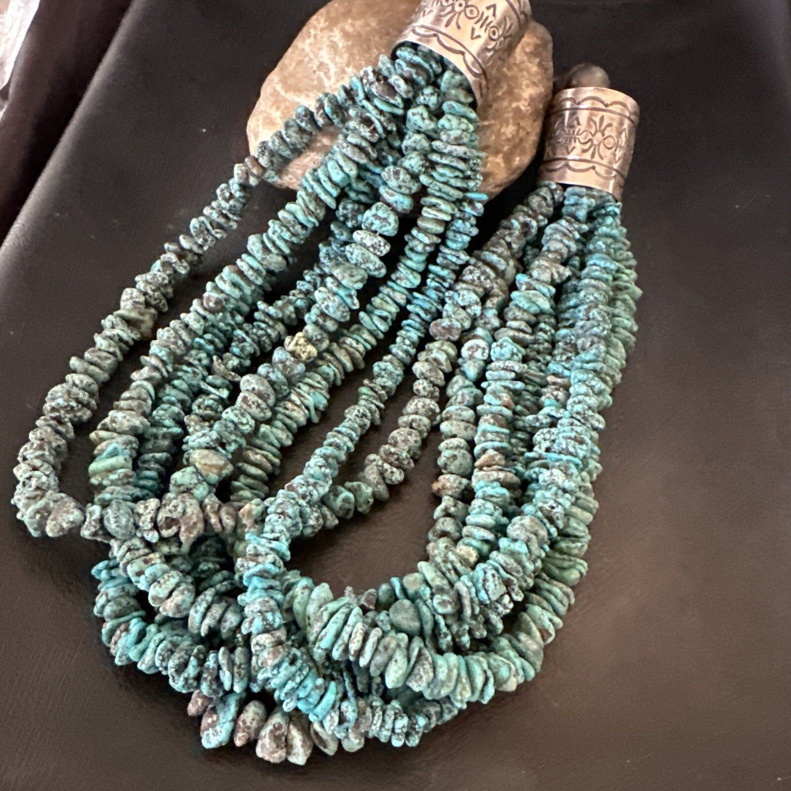 XL Navajo Blue Kingman Turquoise Sterling Silver 7S Turquoise Necklace 23” 18664