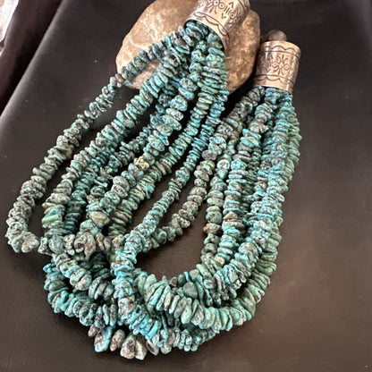 XL Navajo Blue Kingman Turquoise Sterling Silver 7S Turquoise Necklace 23” 18664