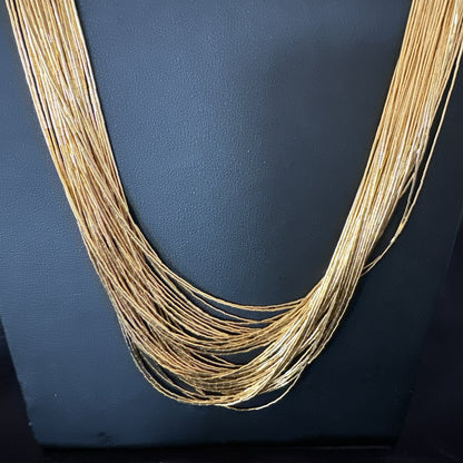 GoldFilled Heishi Tubes Bib 50 Strand 32” Liquid Sterling Silver Necklace 19757