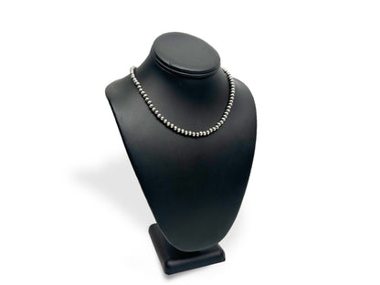 Native American 7mm Sterling Silver Navajo Pearls 18" Single Strand Necklace