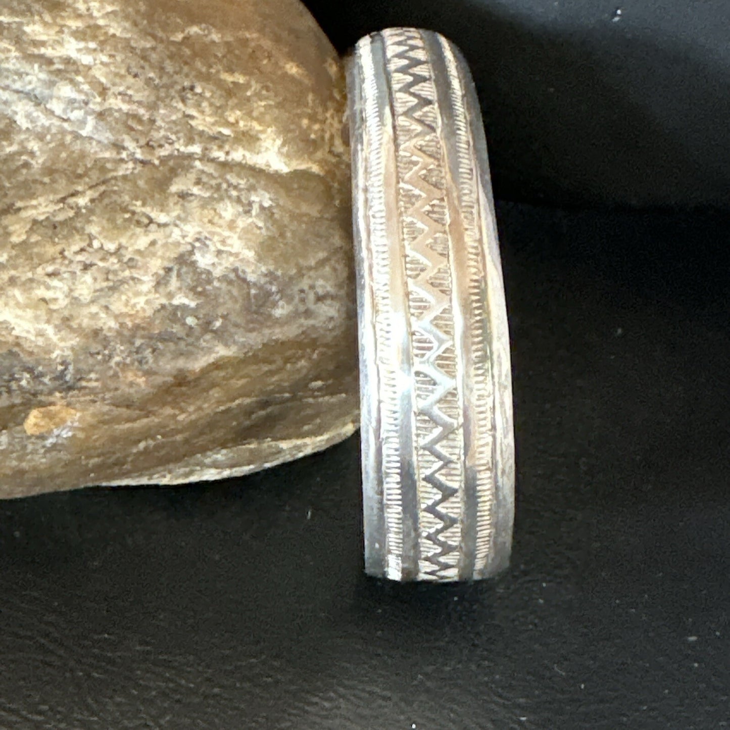Stamped Cuff Bracelet Native American Navajo Sterling Silver 18120