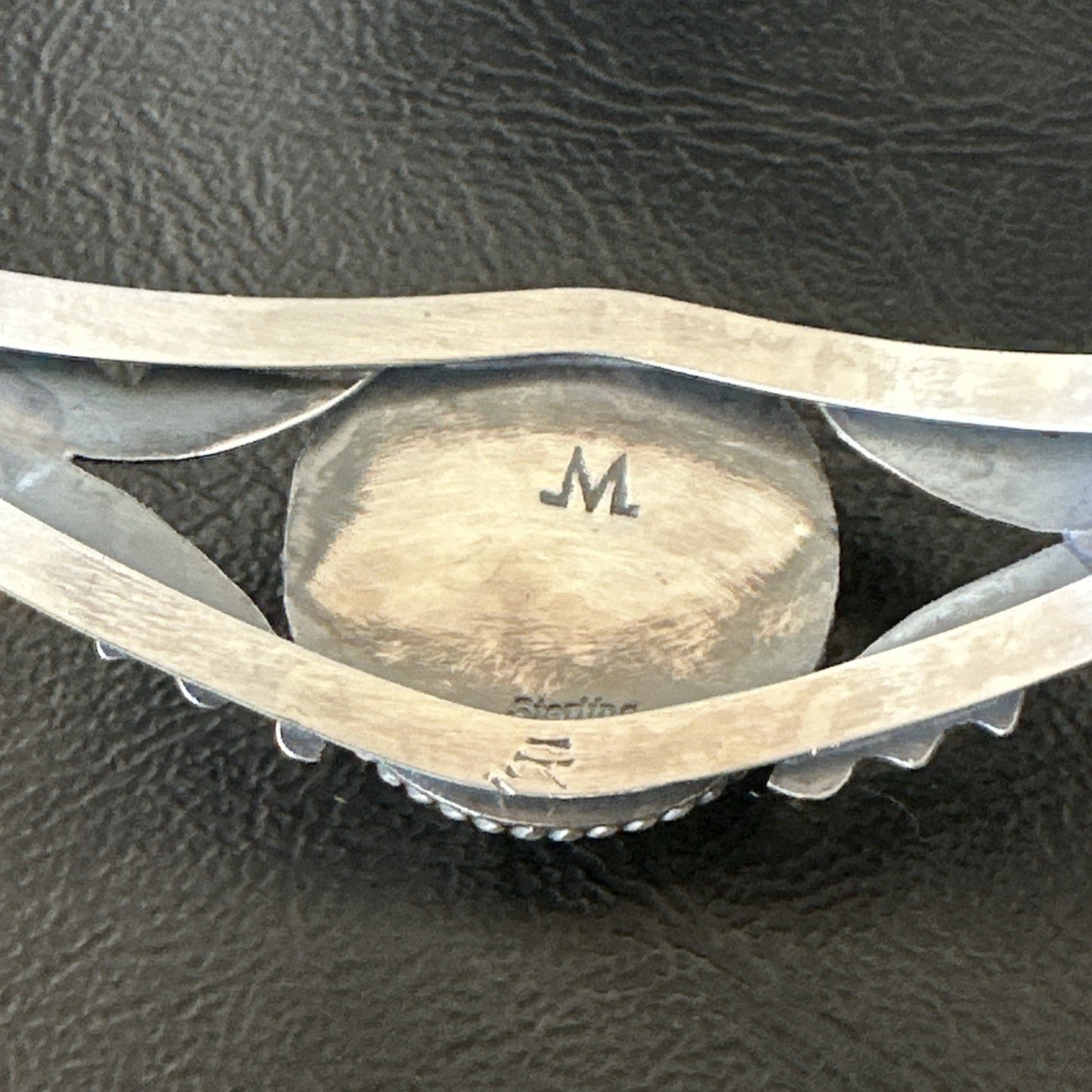 White Buffalo Turquoise Navajo Sterling Silver Cuff Bracelet 7.25" 19281