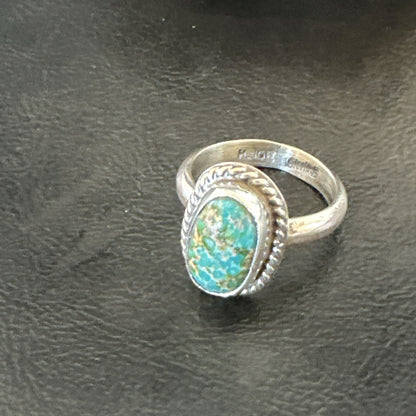 Womens Blue Sonoran Turquoise Navajo Sterling Silver Ring Size 10 18004