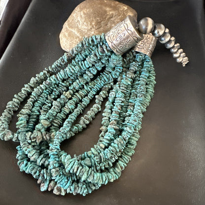 XL Navajo Blue Kingman Turquoise Sterling Silver 7S Turquoise Necklace 23” 18664