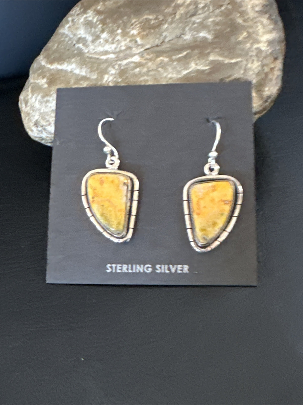 Womens Bumblebee Jasper Navajo Sterling Silver Earrings 15832