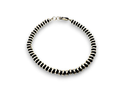 Navajo Sterling Silver Beads Rondelles Saucer Flat Bead Bracelet 4mm 8” 97408