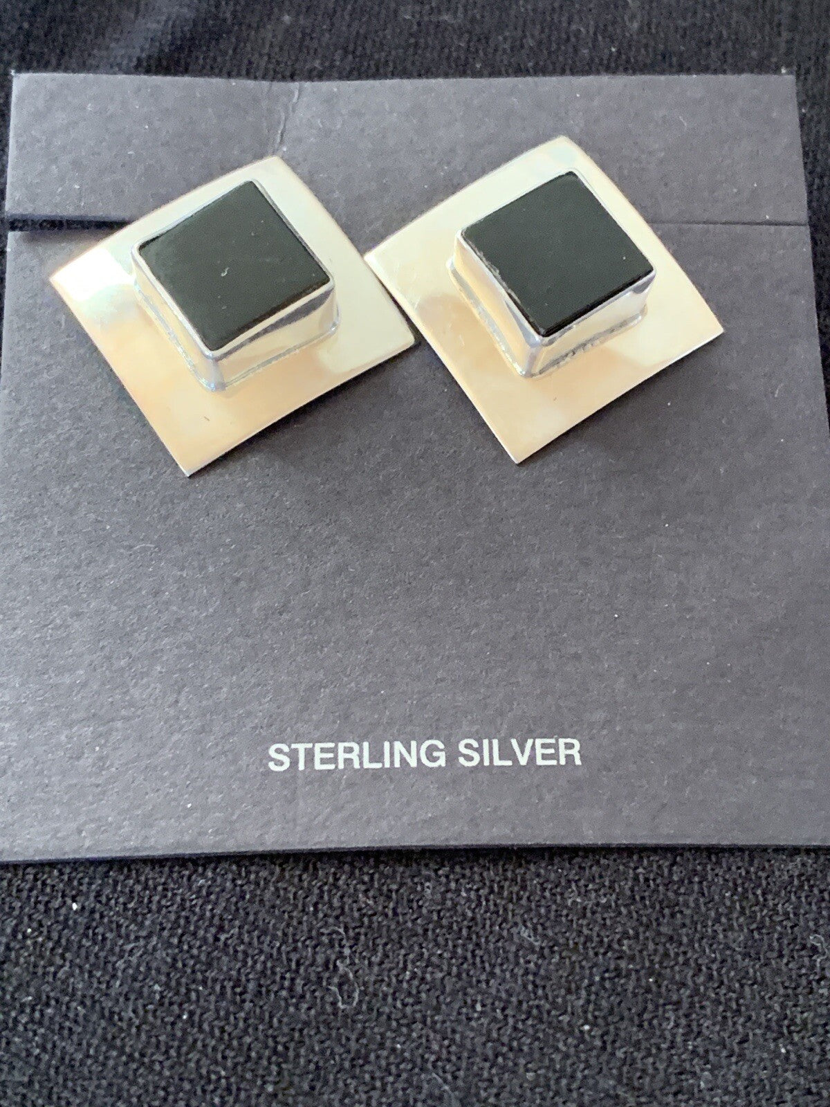 Black Onyx Sterling Silver Earrings Native American Indian Navajo 01521