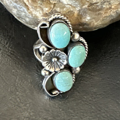 3 Besties Ring Green Turquoise Navajo Sterling Silver Cluster Size 8 19161