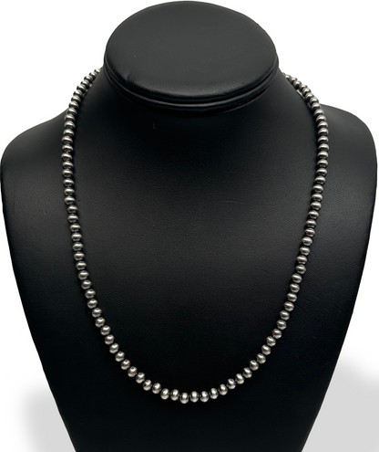 Popular Sterling Silver Navajo Pearls Native American 4mm Bead Necklace