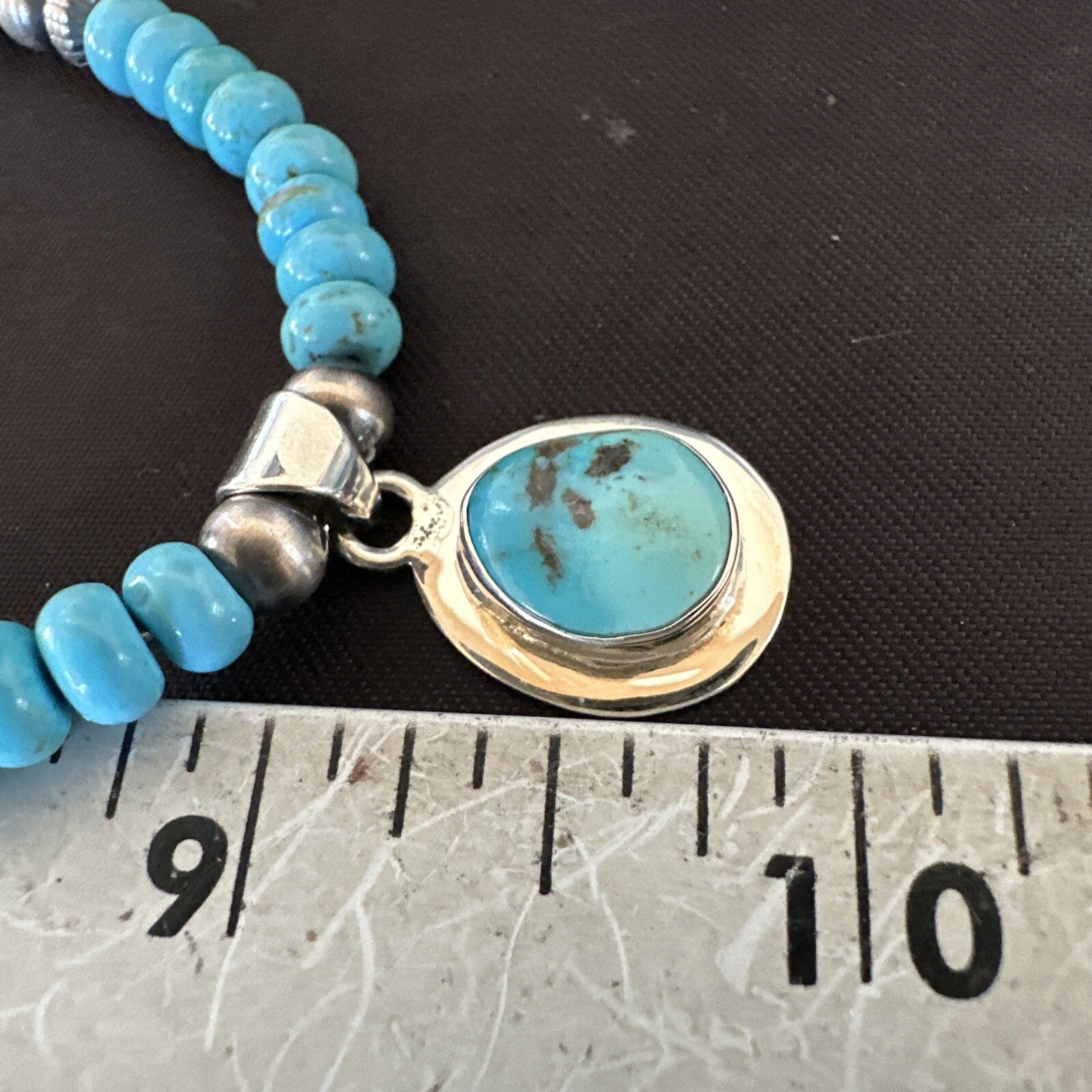 WoMens Blue Kingman Turquoise Pendant Navajo Sterling Silver Necklace 21" 18424