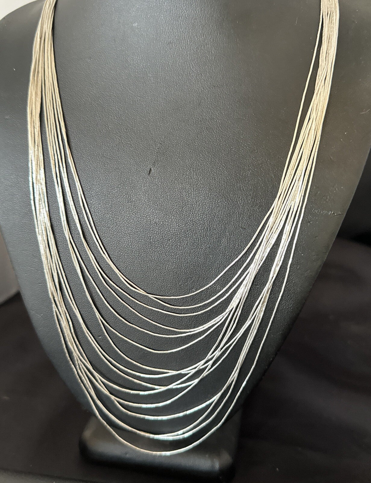 Graduated Bib Heishi Liquid All Sterling Silver 15S Necklace 24" 17242