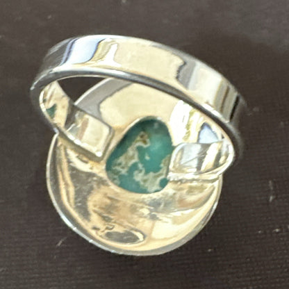 Southwestern Sterling Silver Blue Kingman Turquoise Ring Size 7 18506