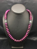 Stone Bead Navajo Necklace 23" | Sterling Silver | Authentic Native American Handmade | 18143