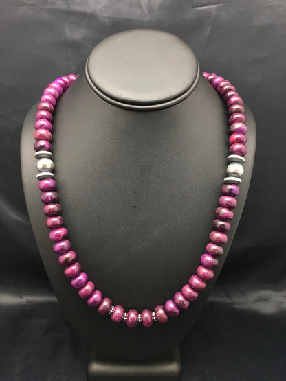 Stone Bead Navajo Sterling Silver Necklace 23” 18143